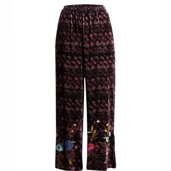 Johnny Was Floral Embroidered velvet wide leg pants size large - Picture 2 of 7
